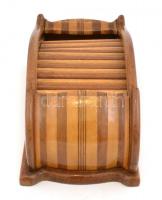 Redőnyös, fa tolltartó, a redőny nehezen húzható, 9x20x7,5 cm