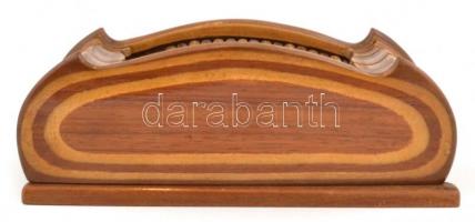 Redőnyös, fa tolltartó, a redőny nehezen húzható, 9x20x7,5 cm