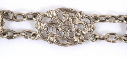 Ezüst(Ag) ornamentikus mintás karkötő, jelzett, h: 16,5 cm, bruttó: 12,9 g