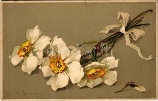 1915 Flowers. Meissner & Buch Künstler-Postkarten Serie 1818. litho s: C. Klein + Cs. és kir. ellenőrző bizottság Temesvár