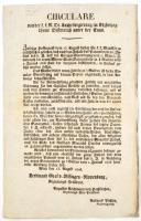 1808 Bécs, Gróf Kissingen-Nippenburg Ferdinánd által kiadott körlevél az új bankók forgalomba helyezéséről, mintanyomtatvánnyal