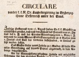 1808 Bécs, Gróf Kissingen-Nippenburg Ferdinánd által kiadott körlevél az új bankók forgalomba helyez...