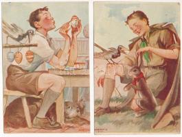 5 db RÉGI használatlan Cserkész Levelezőlapok Kiadóhivatal cserkész motívumlap, Márton L. szignóval ...