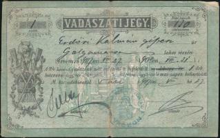 1908 Vadászjegy vadászati jegy / Hunter id