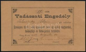 1886 Vadászengedély a nagyerdei, homojtáji és felső-járási területre