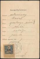 1907 Igazolási jegy kintornás részére