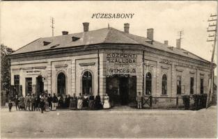 1924 Füzesabony, Központi szálloda és vendéglő, étterem, Metzner Henrik üzlete. Vasúti Levelezőlapárusítás 7424. (EK)