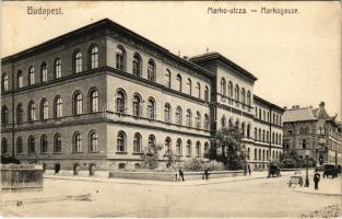 1907 Budapest V. Markó utca, M. kir. állami főreáliskola. S.L.B. 87. (kissé ázott sarkak / slightly wet corners)