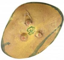 Gorka Lívia (1925-2011): Halas fali tál, festett mázas kerámia, jelzett, restaurált, d 25,5x18 cm