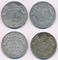 1912KB-1913KB 2K Ag "Ferenc József" (4x) T:1-,2,2- patina egyiken durva ph. 
Adamo K6