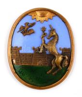 XIX. sz. vége. Eger város címere. Zománc, réz. 6,5 x 5,5 cm