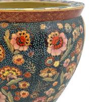 Jelzett kínai fajansz edény. Kívül, belül festett, kis kopásokkal. d:26 cm, m: 20 cm