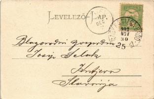 1902 Barcs, Garni szálloda. Skribanek Géza kiadása + "NAGYKANIZSA-BROD 25.SZ." mozgóposta ...