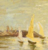 Jelzés nélkül: Vitorlások. Olaj, vászon, díszes fa keretben. 30x40 cm
