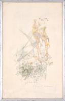 Chaim Nahor (1914-1993, izraeli festő és grafikus): Ágas-bogas. Ceruza, akvarell, papír, jelzett és ...