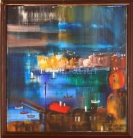 Aba-Novák jelzéssel: Kikötő. Olaj, fa, sérült. Fa keretben. 38x37 cm