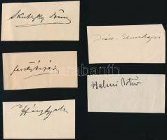 Művész aláírások : Deák Ébner Lajos (1850-1934), Feszty Árpád, Háry Gyula, Halmi Artúr... saját kézzel írt aláírásai kivágásokon