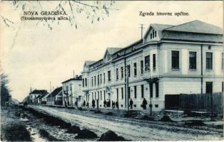 1915 Újgradiska, Nova Gradiska; Strossmayerova ulica, zgrada imovne opcine / street, town hall (EB)