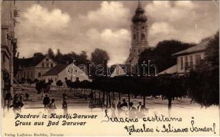 1904 Daruvár, Daruvar; Kupelji / Bad, Strasse, Kirche / spa town, street, church