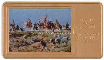 2014. A magyar festészet remekművei / Feszty Árpád 1856-1914. - A magyarok bejövetele 1894. aranyozott, multicolor Cu emlékérem (35x60mm) T:PP