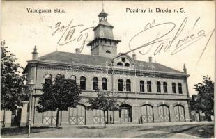 1907 Bród, Nagyrév, Slavonski Brod, Brod an der Save; Vatrogasna staja / Feuerwehr / Fire station / tűzoltóság