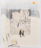 Olvashatatlan jelzéssel (Sabina Fr...?), 3 db grafikai mű: 3 db hidegtű, papír, számozott. Egyik cer...