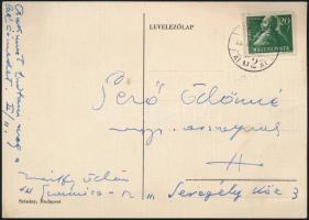 1948 Márffy Ödön (1878-1959) festőművész autográf levelezőlapja Gerő Ödönné Hermann Leonának, Gerő Ö...