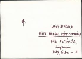 cca 1975 Nagy Endre: Egy ablak két oldalán, feliratozott, vintage fotóművészeti alkotás, a magyar fo...