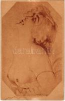Erotic nude lady art postcard. Ambra-Rausch 100. a/6. s: Max Brüning (EK)