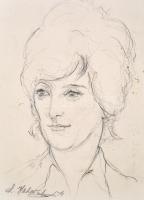 Chaim Nahor (1914-1993, izraeli festő és grafikus): Férfi és női portré, 2 db mű. Szén, papír, jelze...