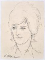 Chaim Nahor (1914-1993, izraeli festő és grafikus): Férfi és női portré, 2 db mű. Szén, papír, jelze...