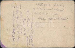 1918. június 24-én Piávénál elesett tisztek sírjai, feliratozott vintage fotó, három sírfelirat jól ...