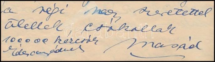 1961 Feszty Masa (1895 - 1979) festőművész, Jókai Mór unokájának autográf levele Gerő Zsófiának (189...