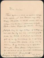 1901 Katona Lajos (1862-1910) néprajzkutató, filológus, irodalomtörténész, az MTA tagja autográf levele melyet akadémikussá választása után írt és melyben humorosan reflektál is erre. Egy beírt oldal.