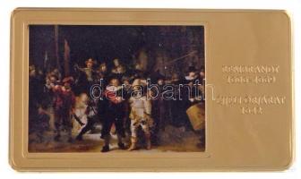 DN A világ leghíresebb festményei / Rembrandt 1606-1669. - Éjjeli őrjárat 1642. aranyozott, multicolor Cu emlékérem (35x60mm) T:PP