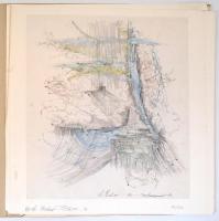 Chaim Nahor (1914-1993, izraeli festő és grafikus): Absztakt kompozíciók, 5 db mű mappában. Ofszet n...