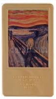DN A világ leghíresebb festményei / Edward Munch 1863-1944. - A sikoly 1893. aranyozott, multicolor Cu emlékérem (35x60mm) T:PP