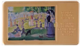 DN A világ leghíresebb festményei / Georges Seurat 1859-1891. - Vasárnap délután Grande Jatte szigetén 1884-86. aranyozott, multicolor Cu emlékérem (35x60mm) T:1- (eredetileg PP) karc, fo.