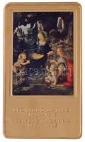 DN A világ leghíresebb festményei / Leonardo da Vinci 1452-1516. - Sziklás Madonna 1483-1486. aranyozott, multicolor Cu emlékérem (35x60mm) T:PP