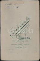 cca 1890 Lőcse, Czéhula Ludmilla fényképész műtermében készült, kabinetfotó méretű vintage fotó, fel...