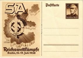 SA Reichswettkämpfe Berlin 15-17. Juli 1938 / Sturmabteilung imperial competition games, German NSDAP Nazi Party propaganda, swastika; 6 Ga. s: Werner von Axster-Heudtlaß (fa)