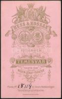 cca 1892 Temesvár, Hess & Kossak fényképészek műtermében készült, vizitkártya méretű vintage fot...