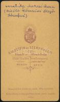 1872 Verebélyi Marzsó Anna (később dömsödi Hajós Józsefné) vizitkártya méretű, feliratozott, vintage...