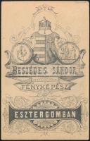 cca 1870 Esztergom, Beszédes Sándor fényképész műtermében készült, vizitkártya méretű vintage fotó, ...
