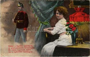 1917 Neked a legtöbb égáldásom / WWI Austro-Hungarian K.u.K. military, romantic couple. O.K.W. 479. (fl)