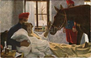 Lieber Besuch / WWI Austro-Hungarian K.u.K. military, injured soldiers and his horse s: Kurzweil (EK)