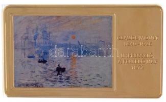 DN A világ leghíresebb festményei / Claude Monet 1840-1926. - Impresszió, a felkelő Nap 1872. aranyozott, multicolor Cu emlékérem (35x60mm) T:PP
