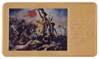 DN A világ leghíresebb festményei / Eugéne Delacroix 1798-1863. - A Szabadság vezeti a népet 1830. aranyozott, multicolor Cu emlékérem (35x60mm) T:PP