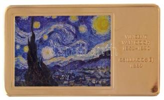 DN A világ leghíresebb festményei / Vincent van Gogh 1853-1890. - Csillagos éj 1889. aranyozott, multicolor Cu emlékérem (35x60mm) T:PP fo.