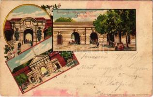 1899 Temesvár, Timisoara; Régi várkapuk. Corvina könyvkereskedés kiadása / Festungs-Tore / old castle gates. Art Nouveau, floral, litho (fl)